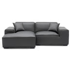 Canapé d'angle modulaire en cuir gris foncé Domus