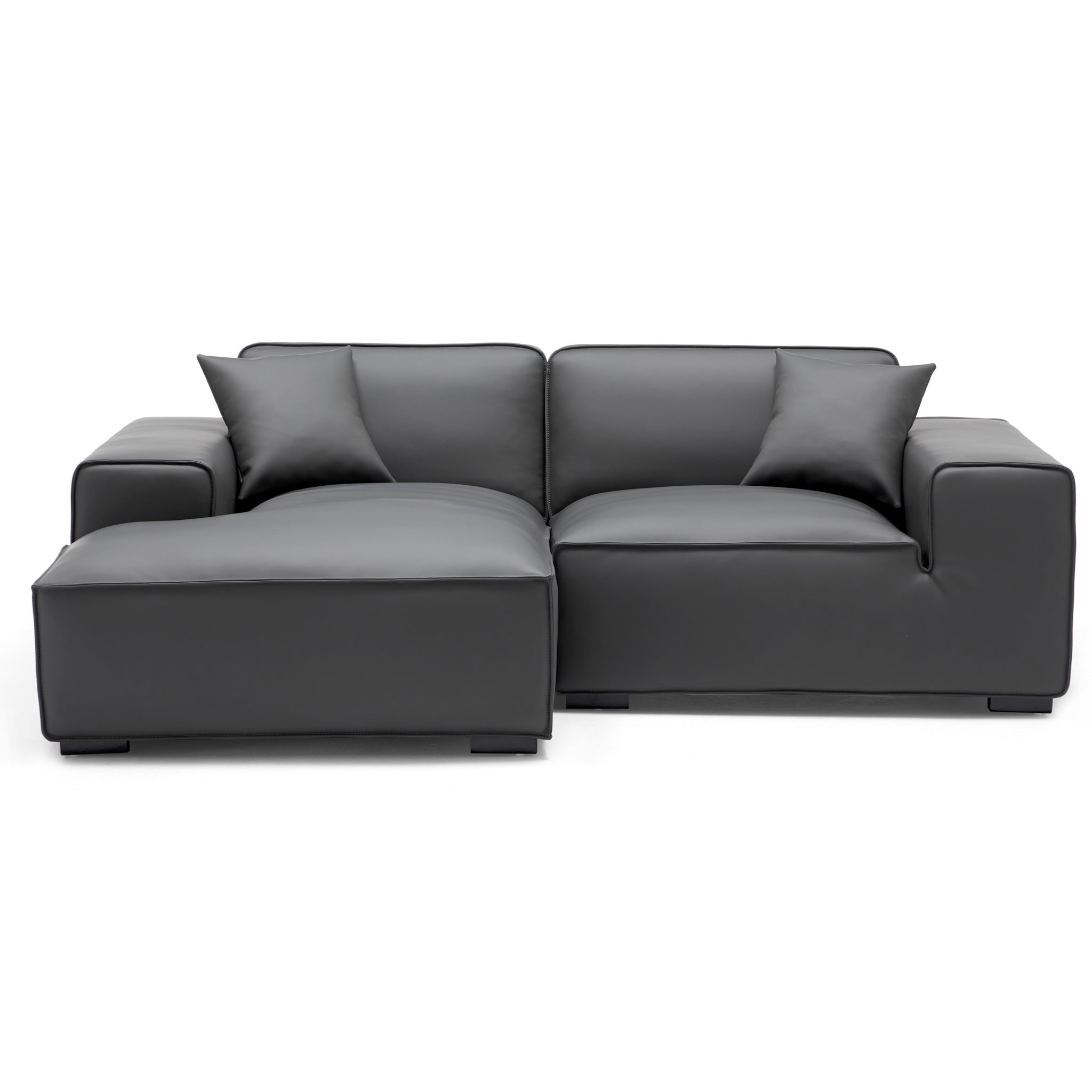 Canapé d'angle modulaire en cuir marron Domus