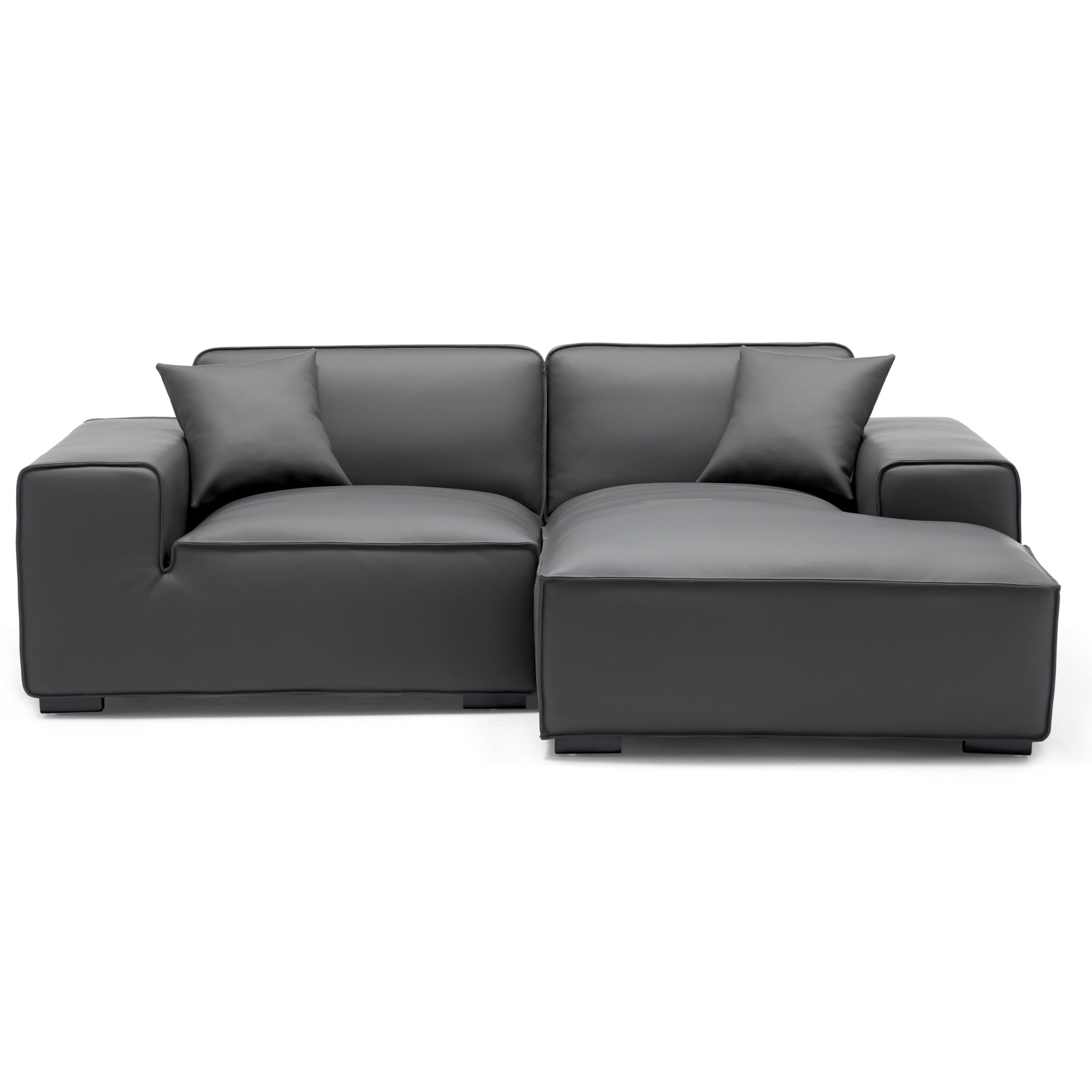 Canapé d'angle modulaire en cuir marron Domus