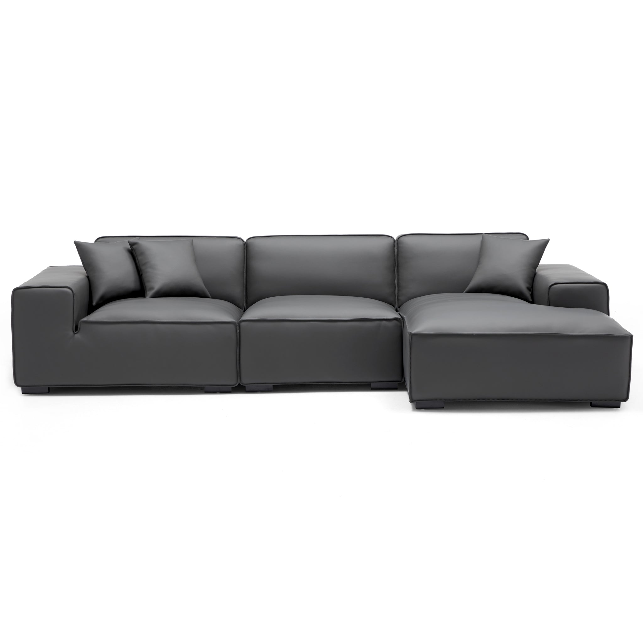 Canapé d'angle modulaire en cuir gris foncé Domus