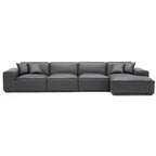 Canapé d'angle modulaire en cuir gris foncé Domus