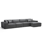 Canapé d'angle modulaire en cuir marron Domus