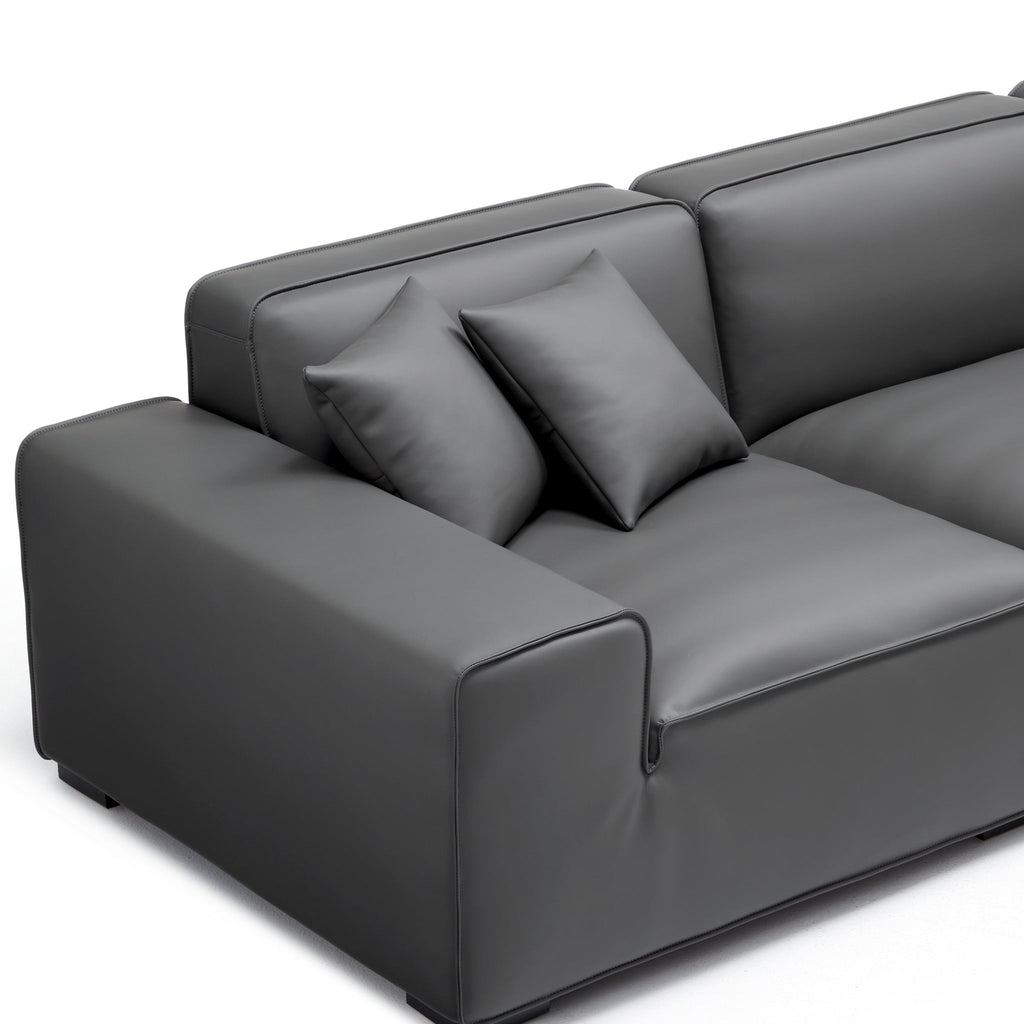 Canapé modulaire en cuir noir Domus