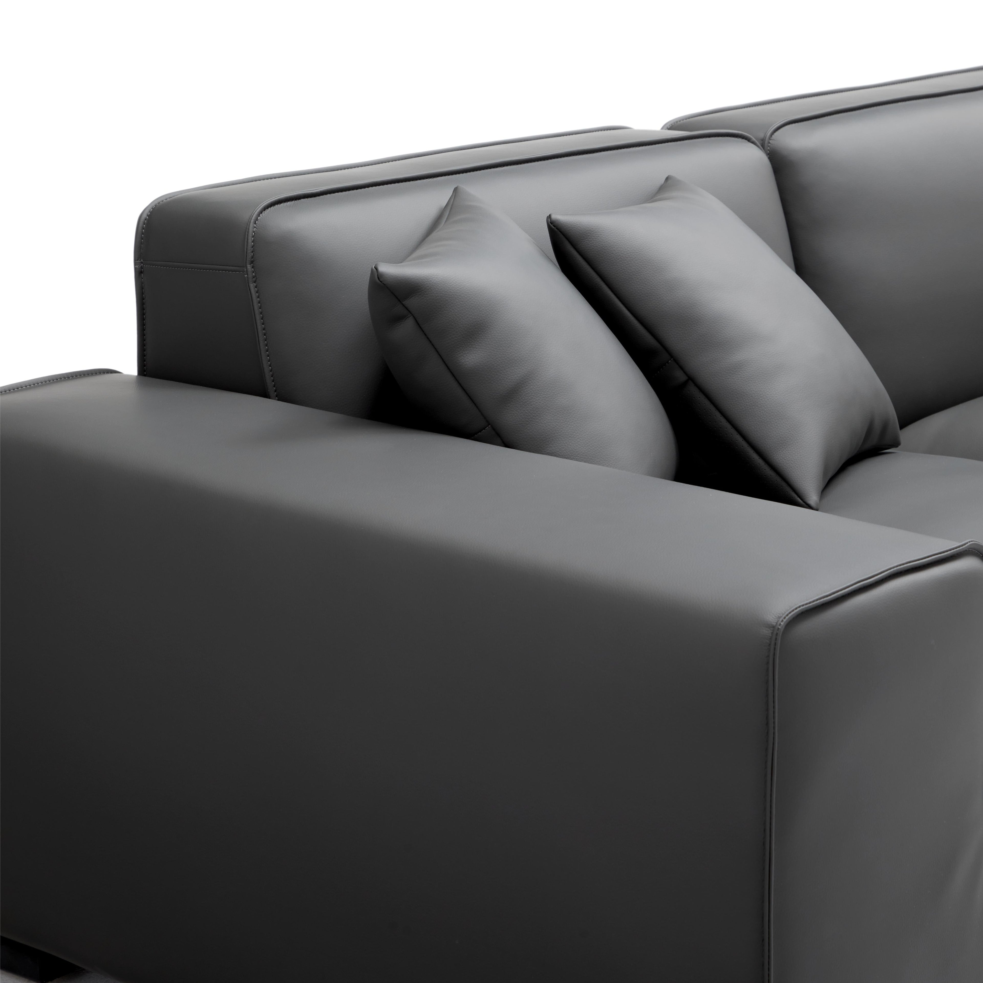 Canapé et pouf modulaires en cuir kaki Domus