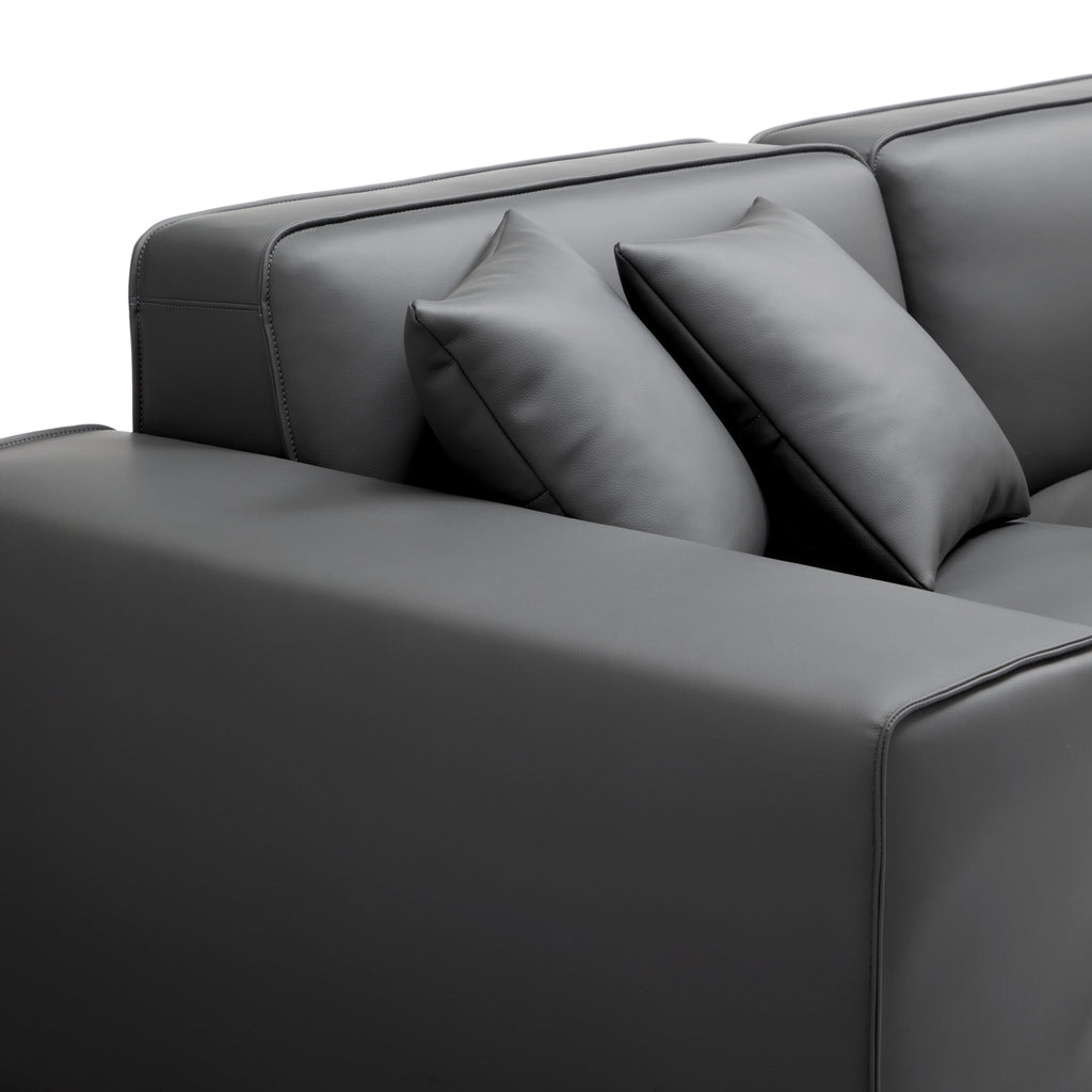 Canapé d'angle double modulaire en cuir noir Domus