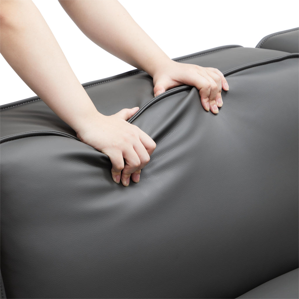 Canapé et pouf modulaires en cuir kaki Domus