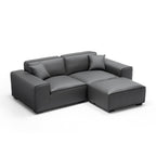 Canapé et pouf modulaires en cuir kaki Domus