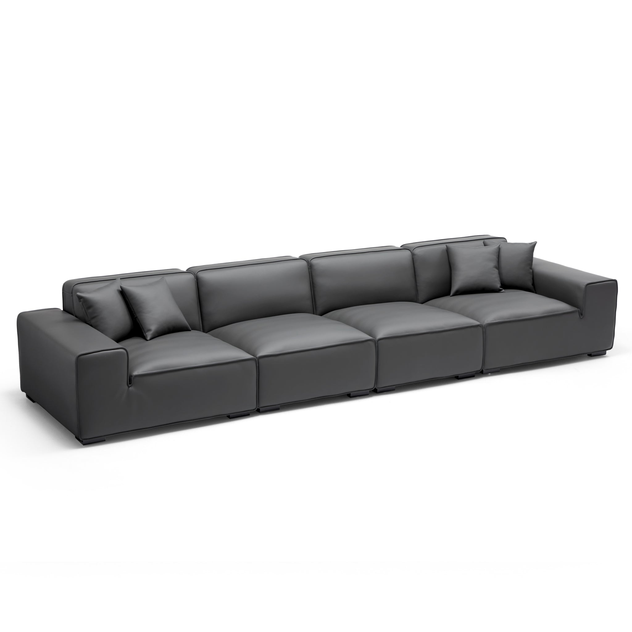 Canapé modulaire en cuir marron Domus