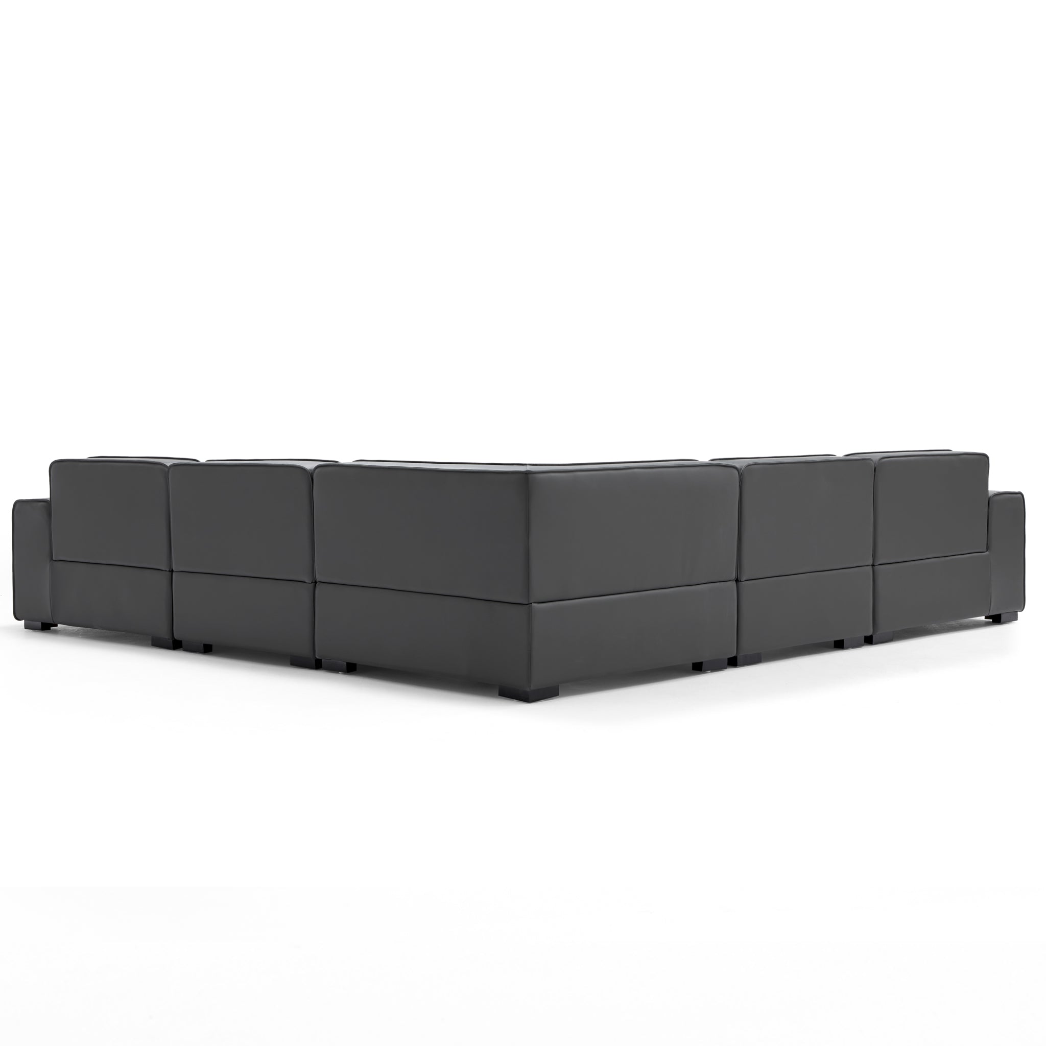 Canapé d'angle modulaire en cuir beige Domus