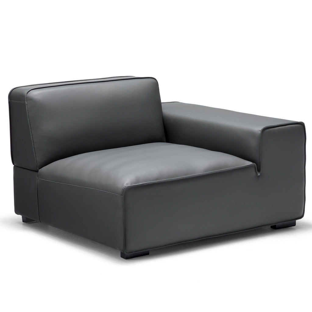 Canapé d'angle modulaire en cuir noir Domus