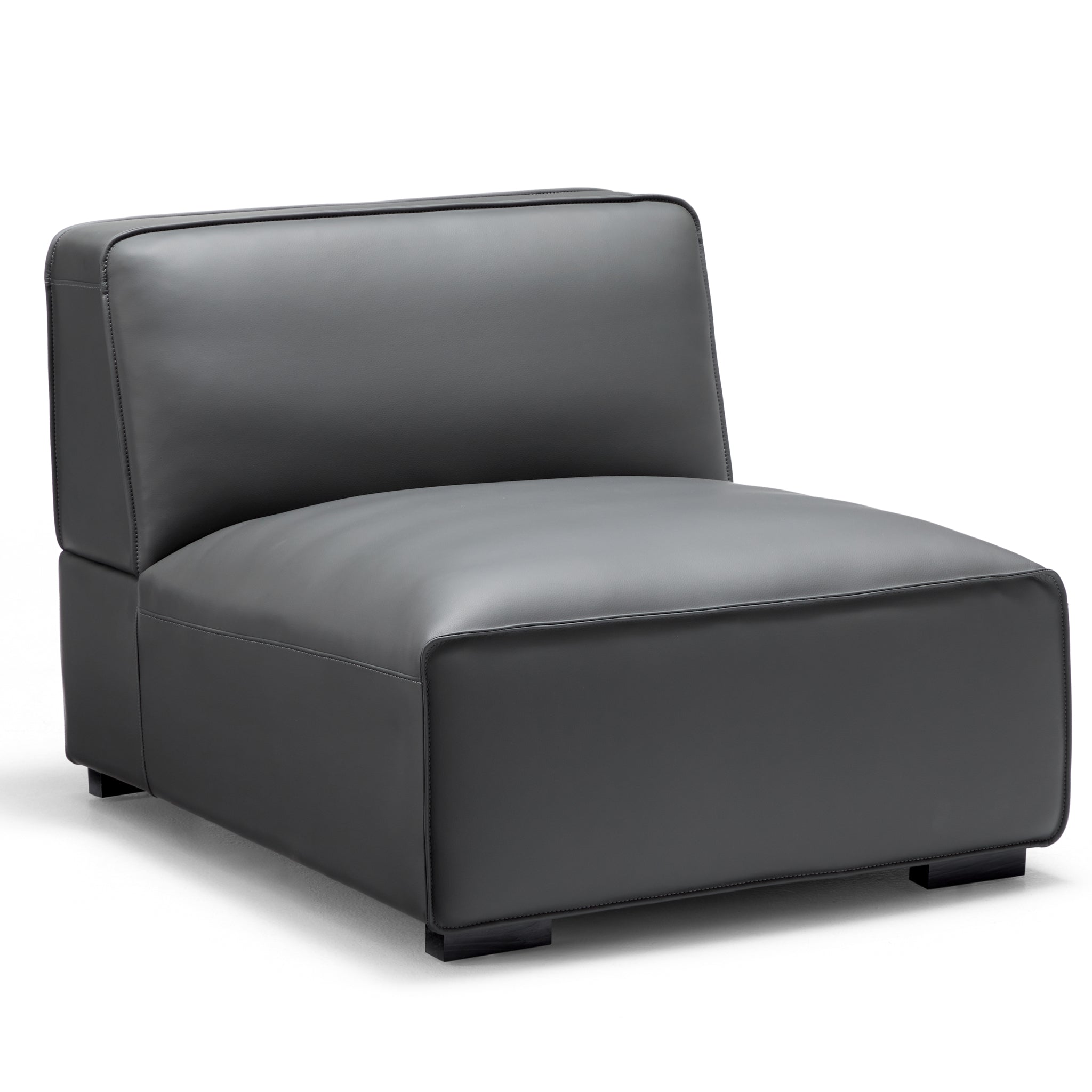 Canapé d'angle modulaire en cuir noir Domus