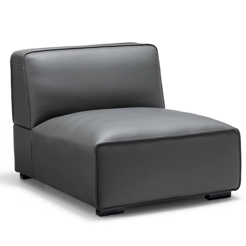 Canapé d'angle modulaire en cuir kaki Domus