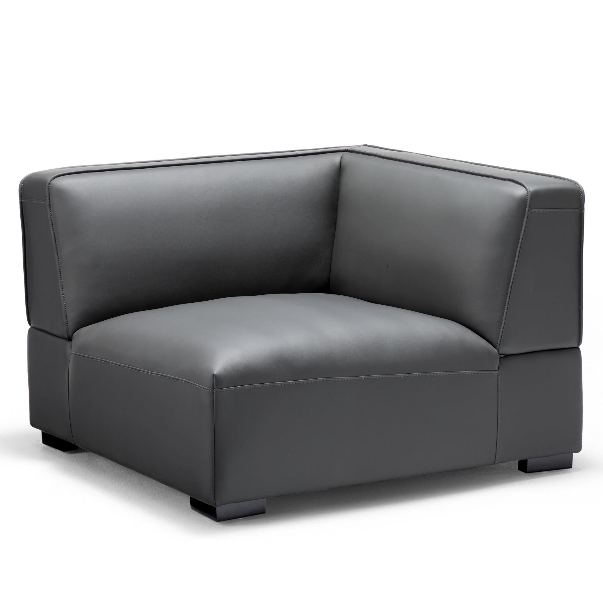 Canapé d'angle modulaire en cuir beige Domus