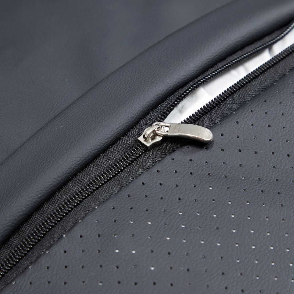 Canapé en cuir véritable noir Noir Luxe