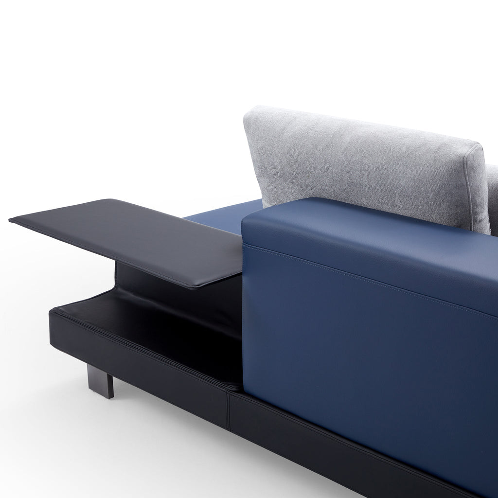 Canapé d'angle bleu minimaliste Connery