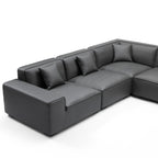 Canapé d'angle modulaire en cuir noir Domus en forme de U