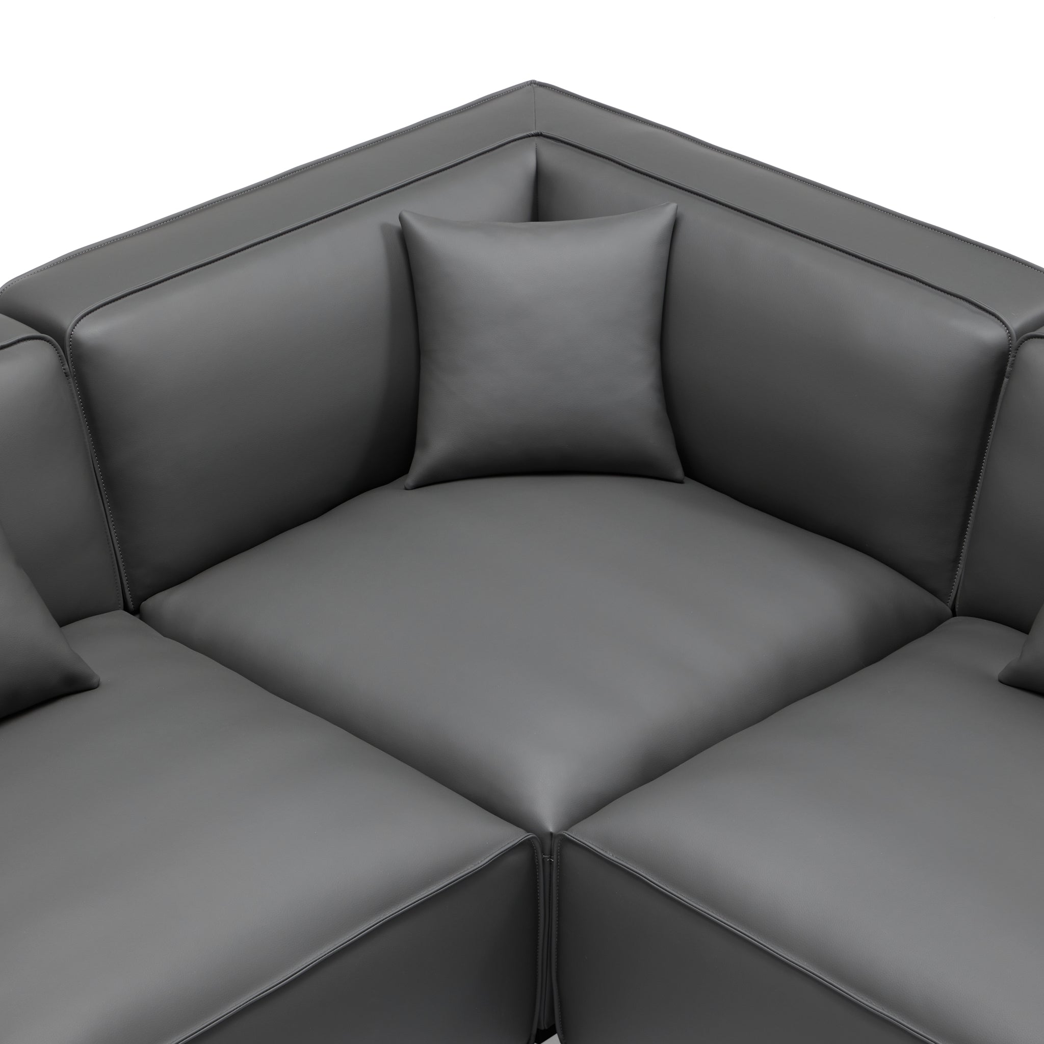 Canapé d'angle modulaire en cuir marron Domus