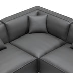 Canapé d'angle modulaire en cuir noir Domus en forme de U