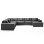 Canapé d'angle modulaire en cuir noir Domus en forme de U