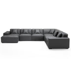 Canapé d'angle modulaire en cuir noir Domus en forme de U