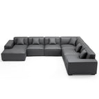 Canapé d'angle modulaire en cuir noir Domus en forme de U