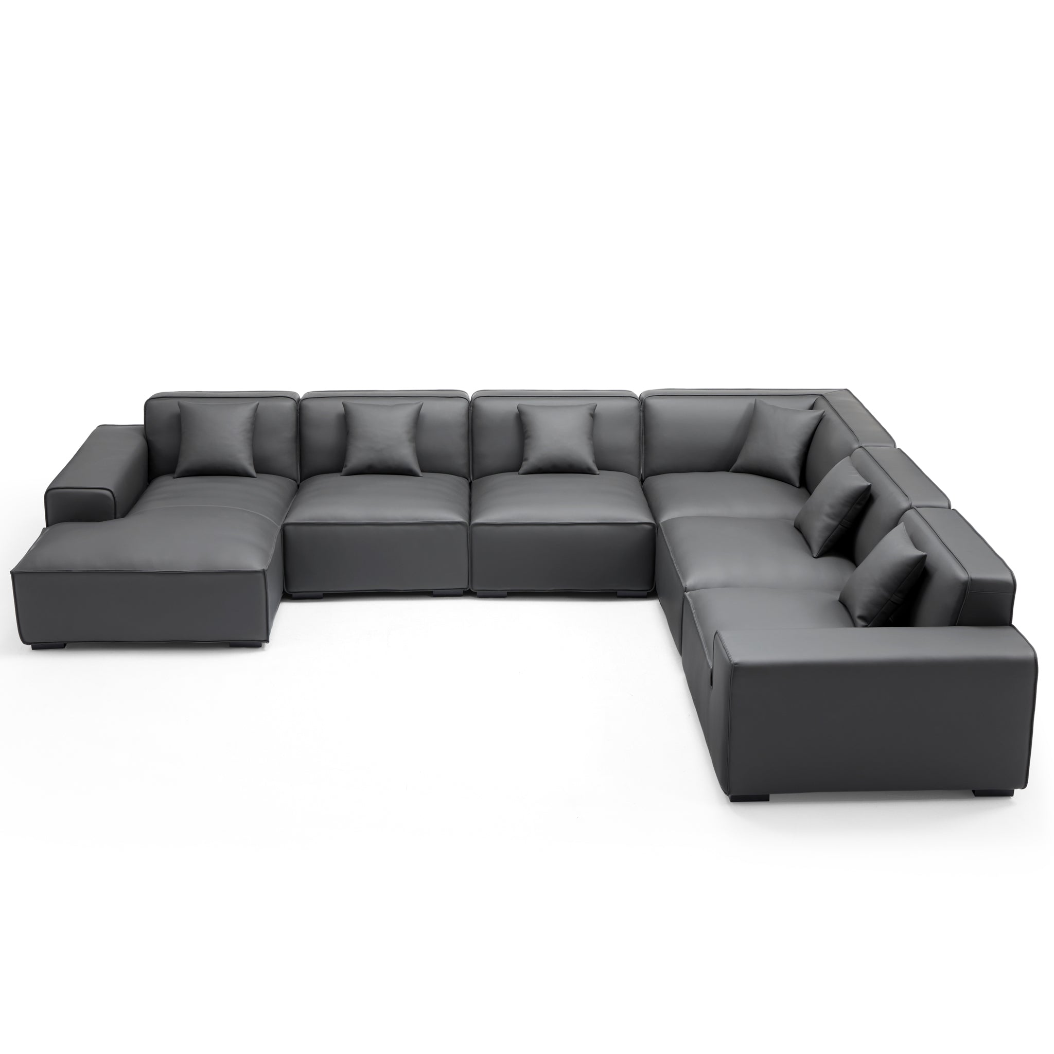 Canapé d'angle modulaire en cuir noir Domus en forme de U