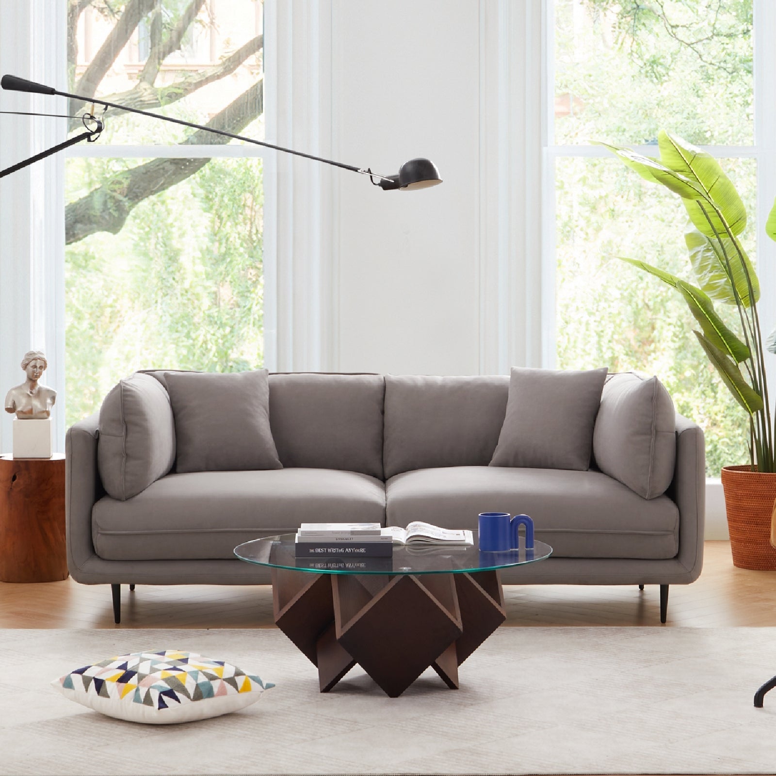 Canapé en tissu gris vanille