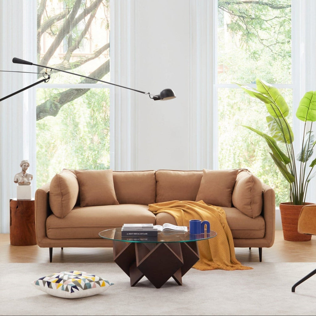 Canapé en tissu camel vanille