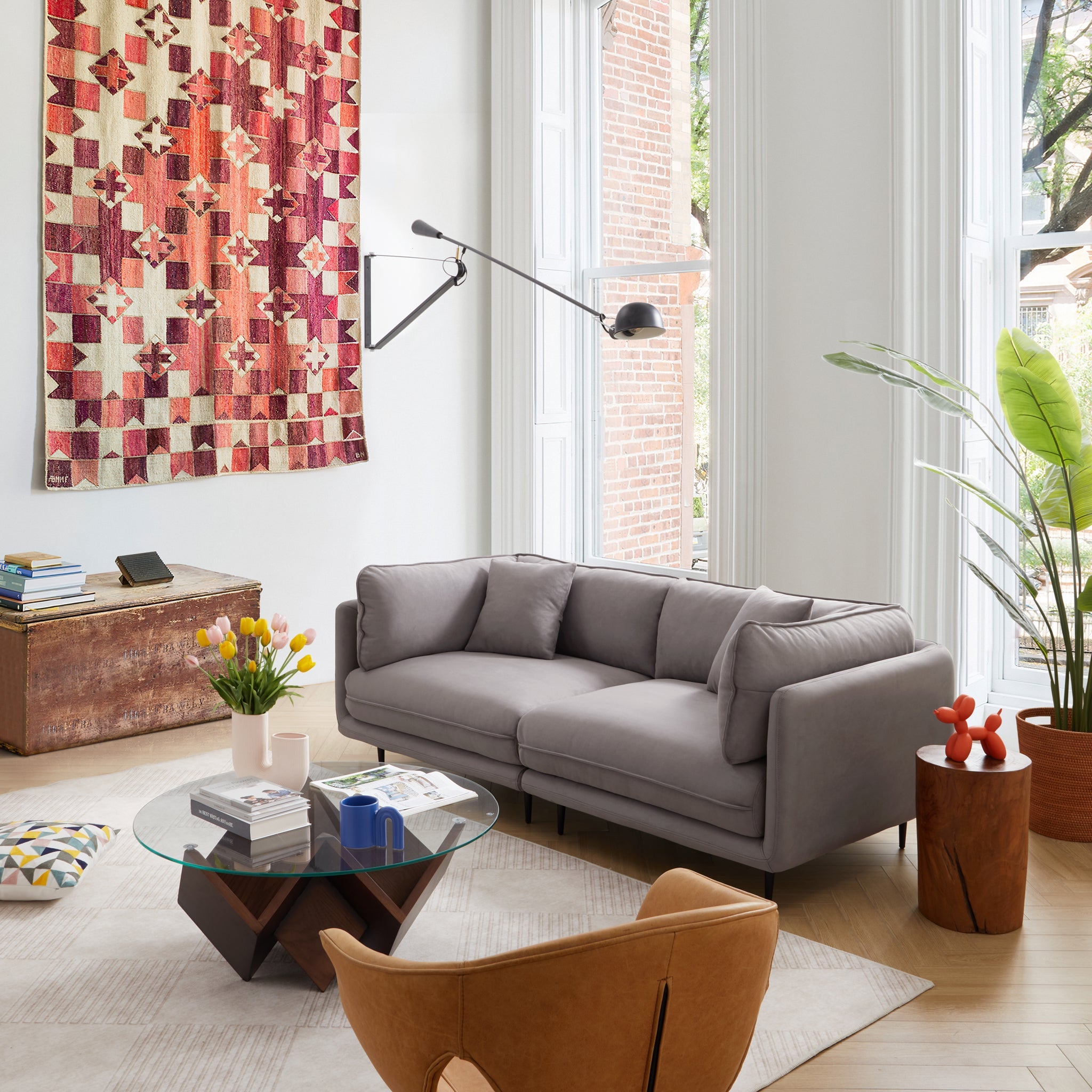 Canapé en tissu gris vanille