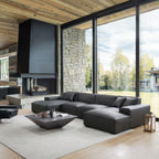 Canapé d'angle modulaire en cuir gris foncé Domus