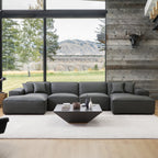 Canapé d'angle modulaire en cuir gris foncé Domus