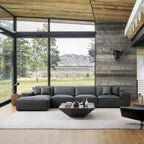 Canapé d'angle modulaire en cuir gris foncé Domus