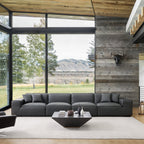 Canapé modulaire en cuir kaki Domus