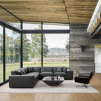 Canapé d'angle modulaire en cuir kaki Domus