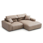 Canapé d'angle en cuir marron kaki