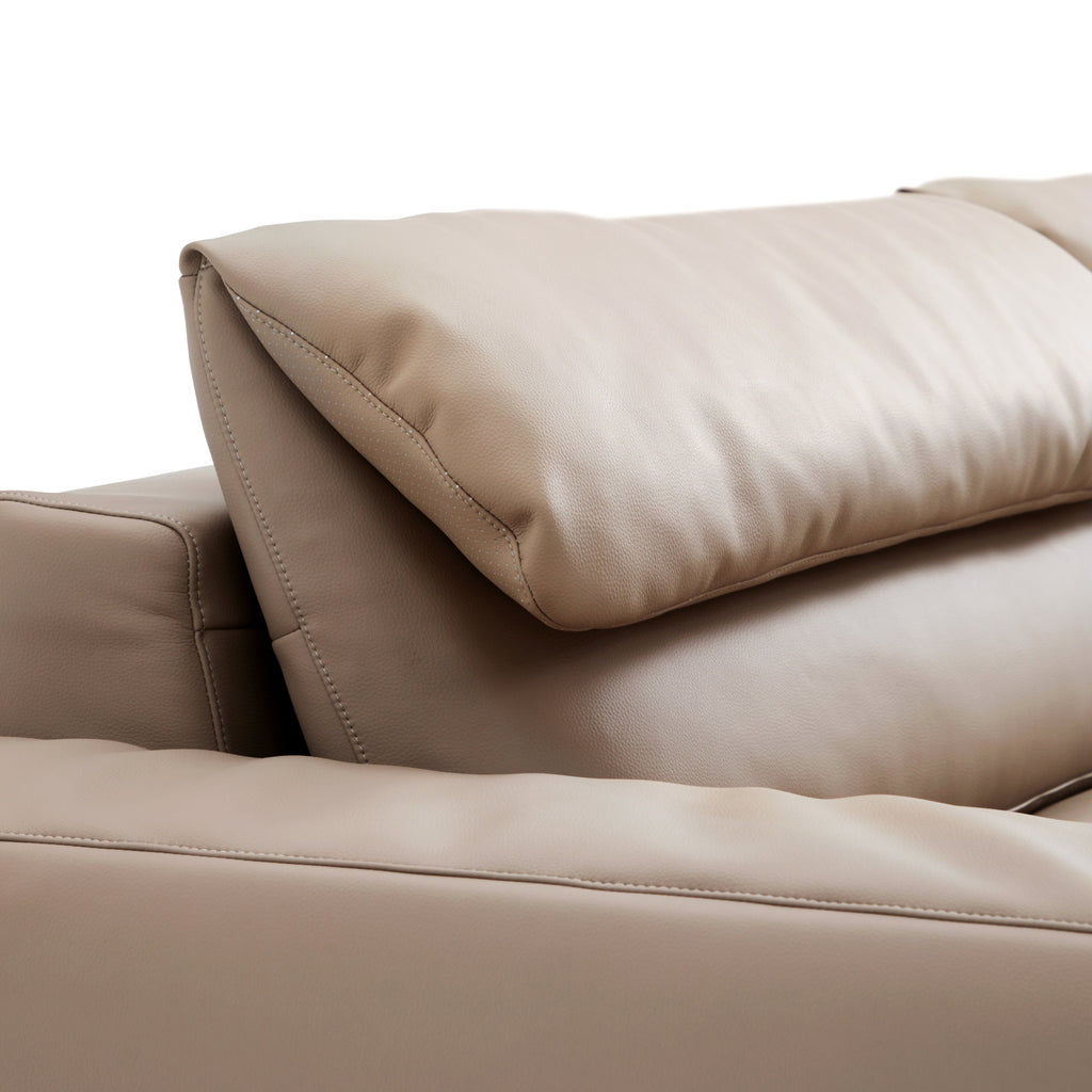 Canapé sectionnel double en cuir marron kaki