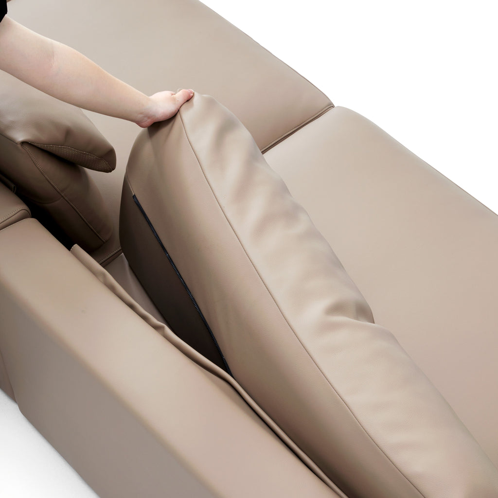 Canapé sectionnel double en cuir marron kaki