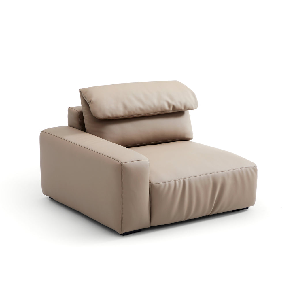 Canapé sectionnel double en cuir marron kaki