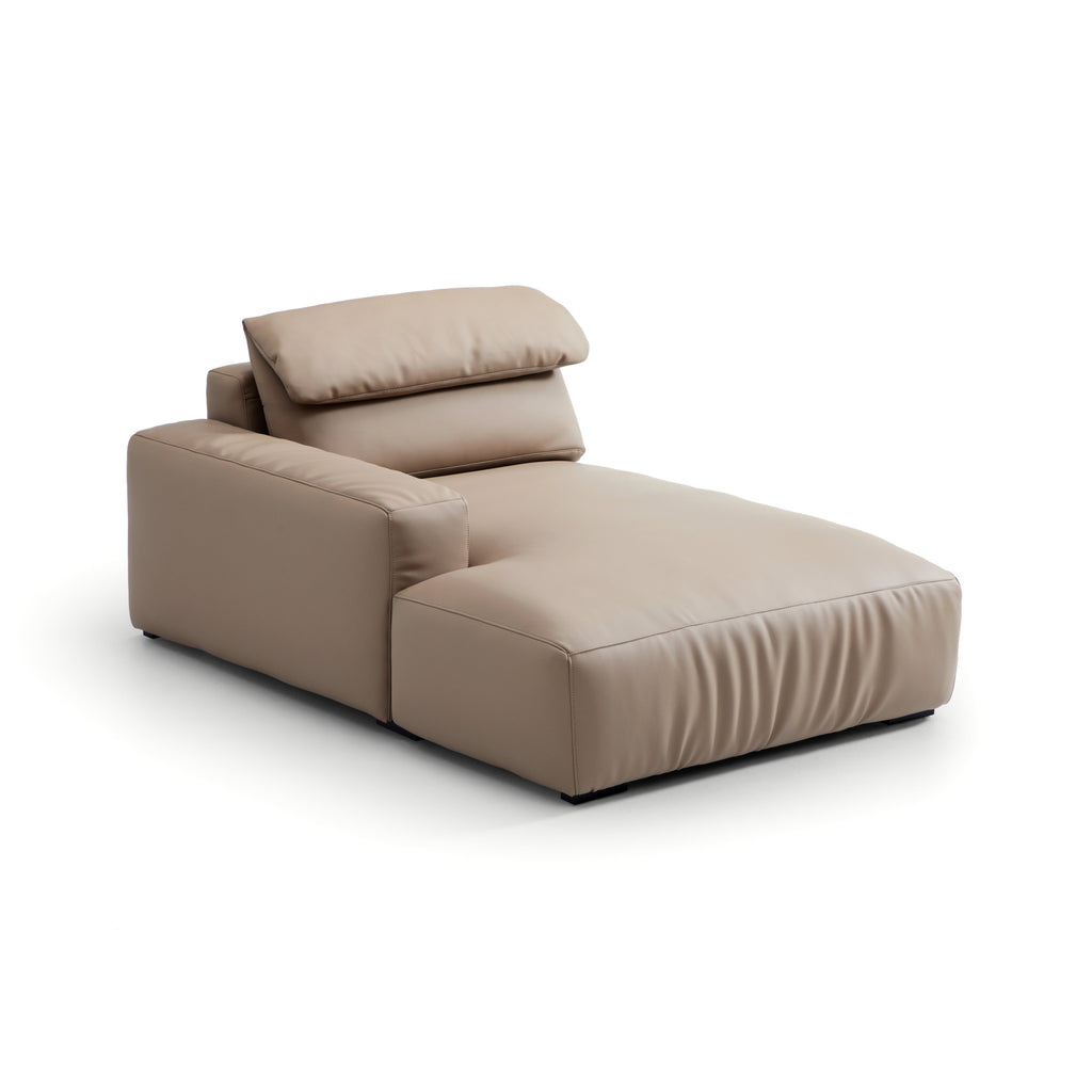 Canapé sectionnel double en cuir marron kaki