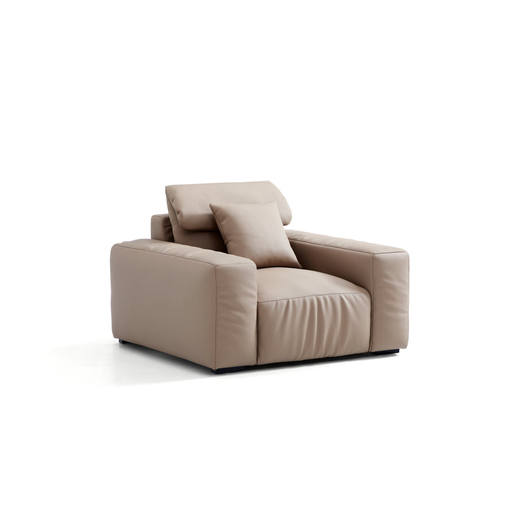 Fauteuil en cuir marron kaki
