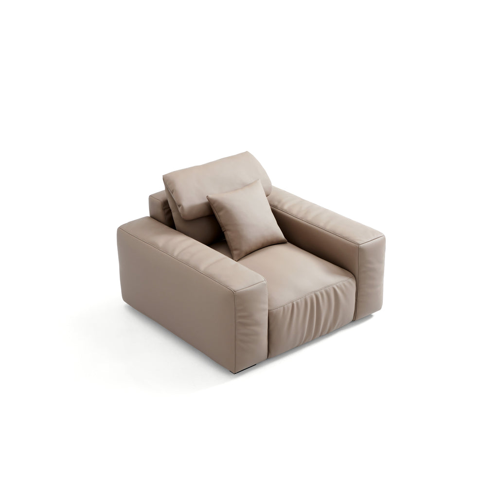 Fauteuil en cuir marron kaki
