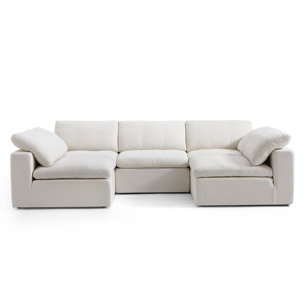 Canapé d'angle beige en forme de U Tender Wabi-Sabi avec extrémités ouvertes