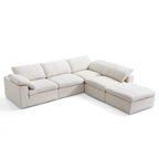 Canapé sectionnel et pouf Tender Wabi-Sabi blanc en forme de L