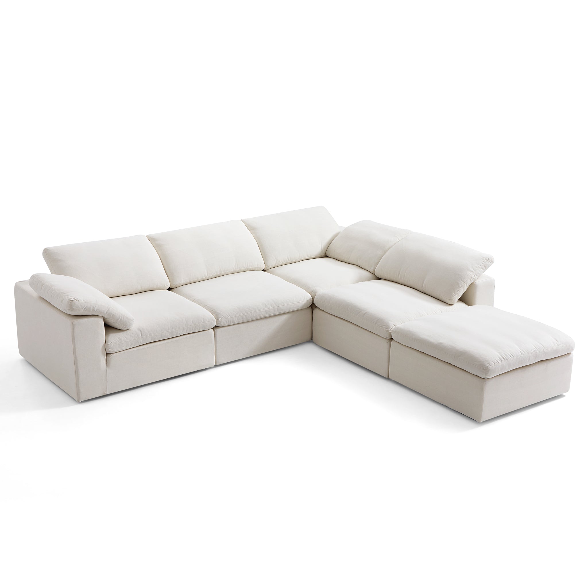 Canapé sectionnel et pouf Tender Wabi-Sabi blanc en forme de L