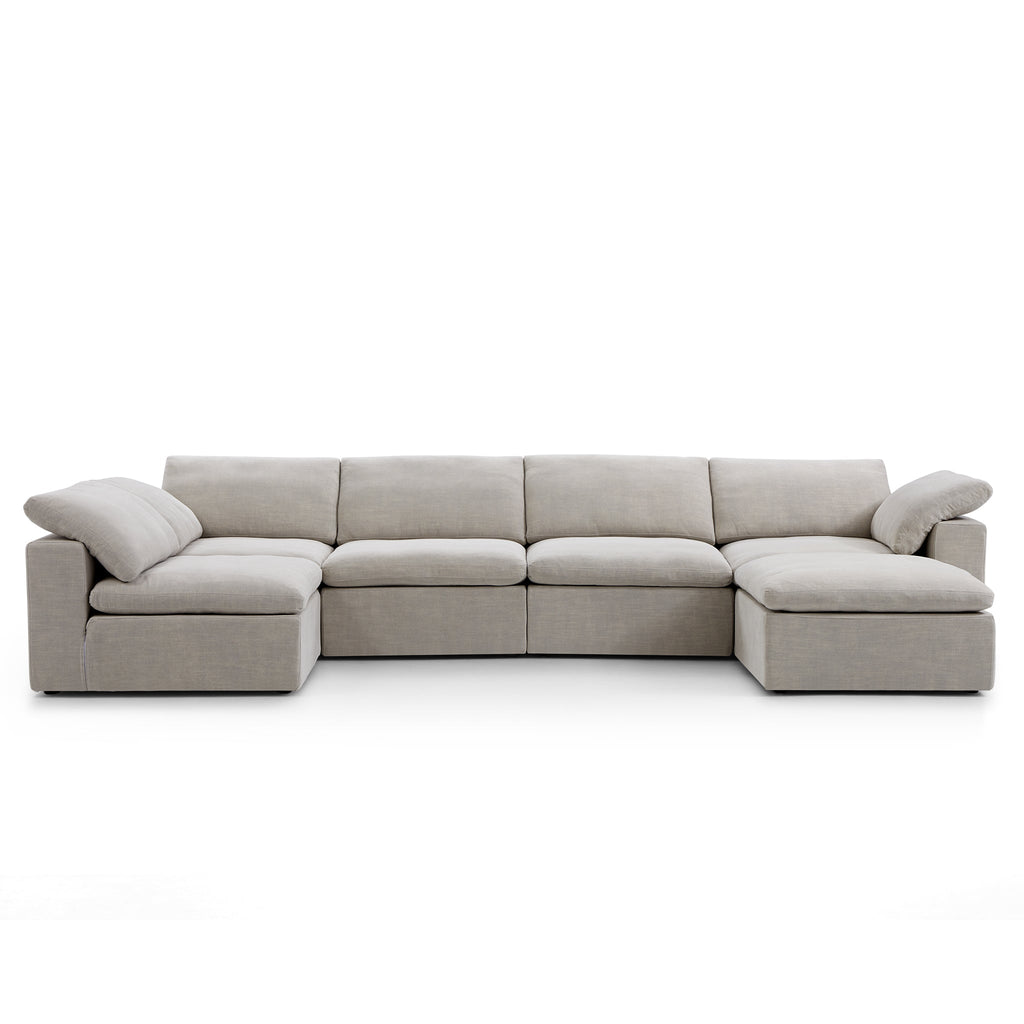 Canapé sectionnel et pouf en L Tender Wabi-Sabi gris
