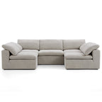 Canapé d'angle en U gris tendre Wabi-Sabi avec extrémités ouvertes