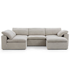 Canapé sectionnel et pouf Tender Wabi-Sabi blanc en forme de L