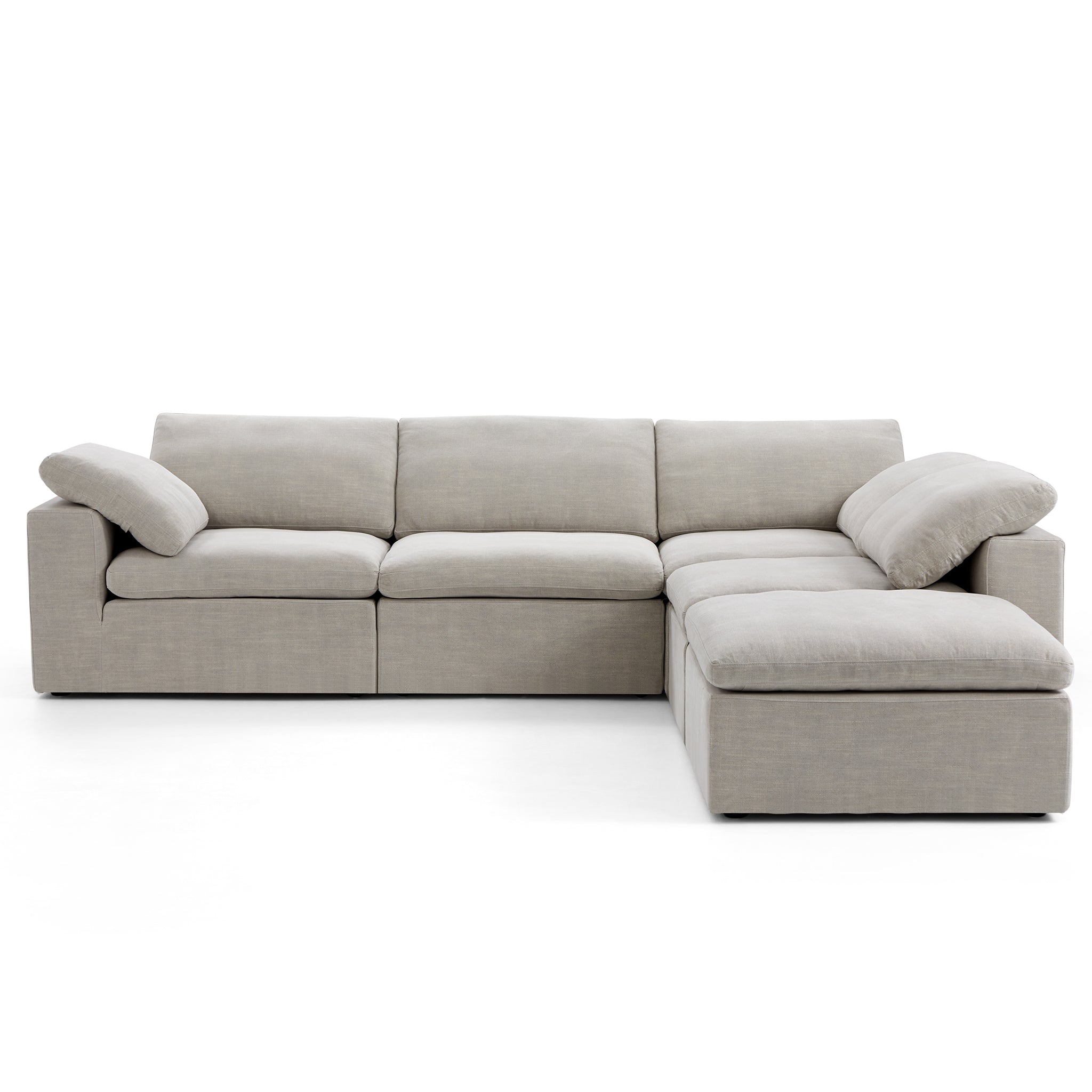 Canapé sectionnel et pouf Tender Wabi-Sabi blanc en forme de L