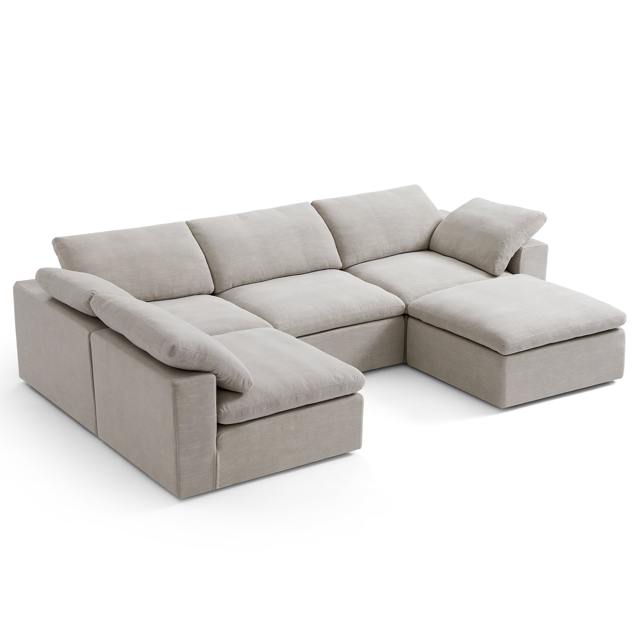 Canapé sectionnel et pouf Tender Wabi-Sabi blanc en forme de L