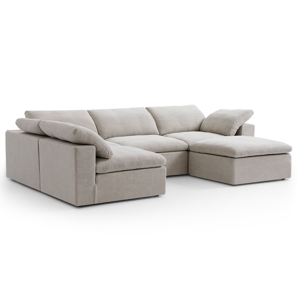 Canapé sectionnel et pouf Tender Wabi-Sabi blanc en forme de L